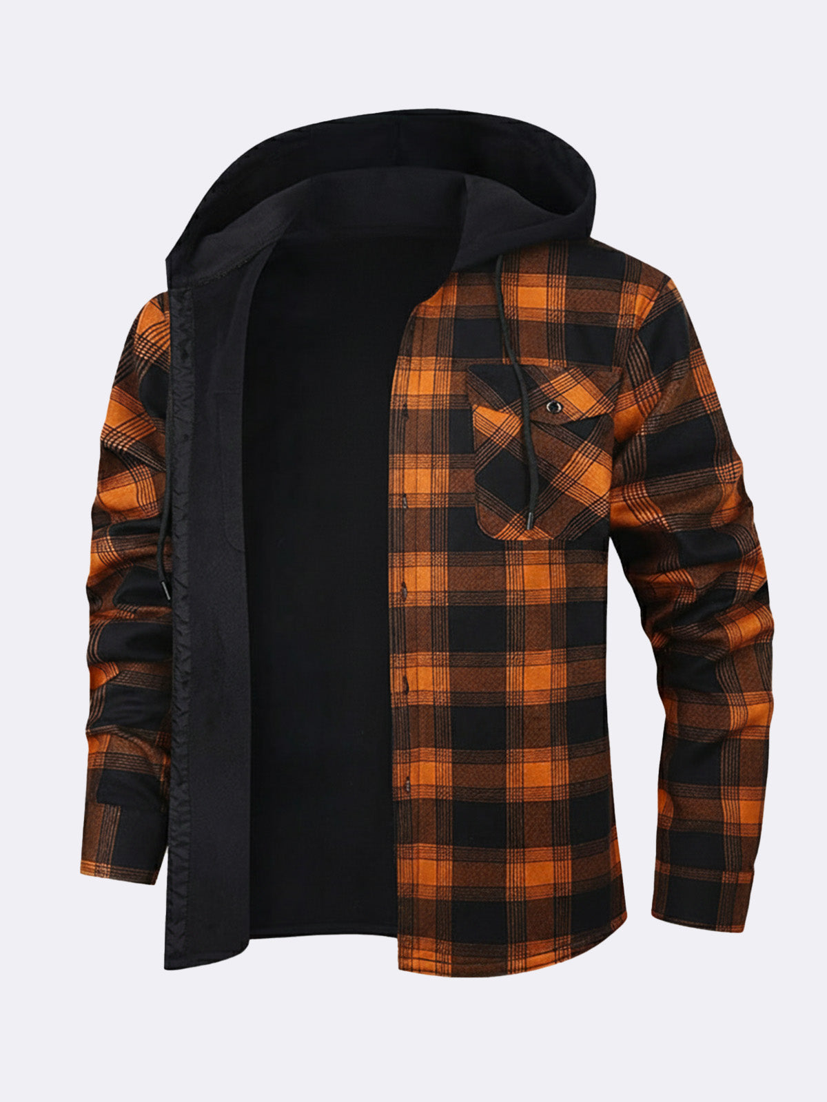 Men's Hooded Fleece Lined Flannel Shirt Jacket ElevenOasis