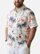 Men's Beach Flamingo Vacay Style Casual Short Sleeve Shirt ElevenOasis