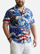 Tall Men's Patriotic Eagle Wave Short Sleeve Shirt Eleven Oasis
