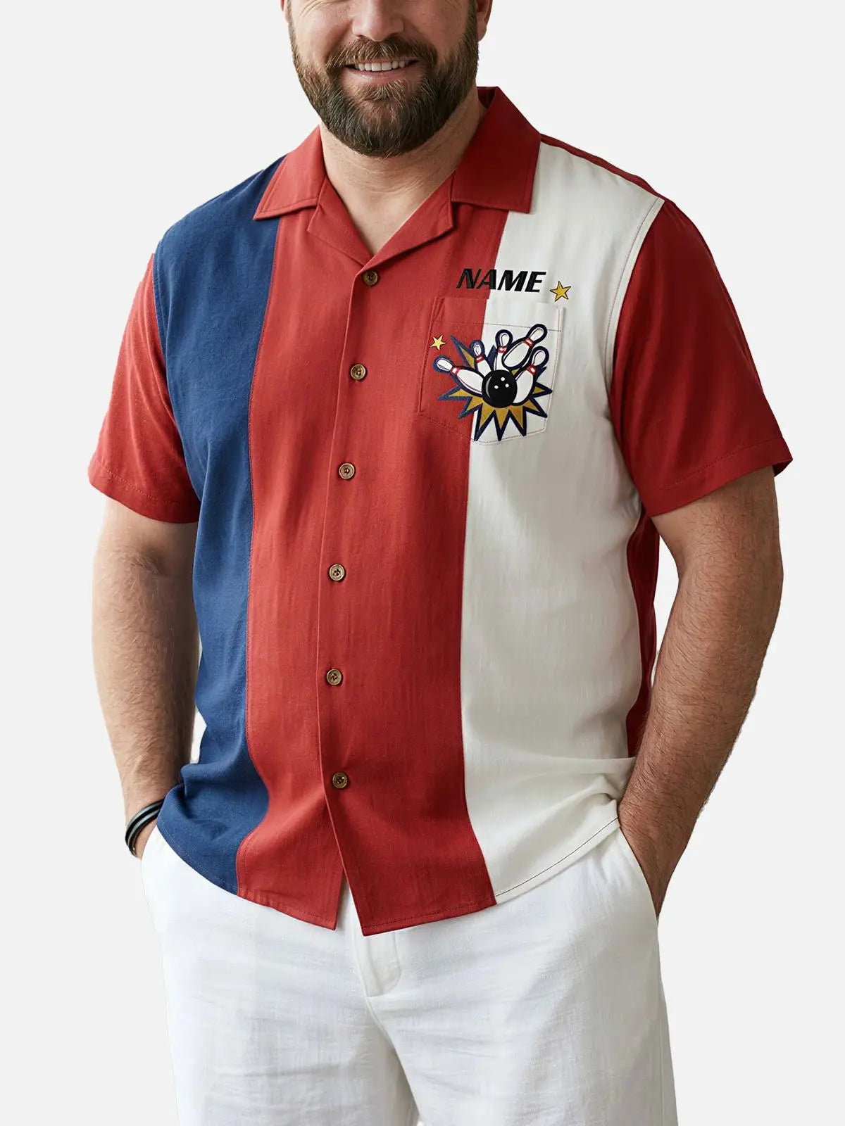 Tall Men's Custom Team Hammer Bowling Short Sleeve Shirt Eleven Oasis