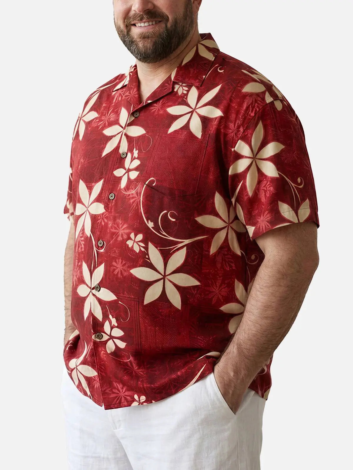 Tall Men's Abstract Floral Vine Short Sleeve Shirt Eleven Oasis