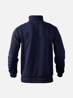 Men's Black Quarter-Zip Textured Pullover Sweatshirt Eleven Oasis