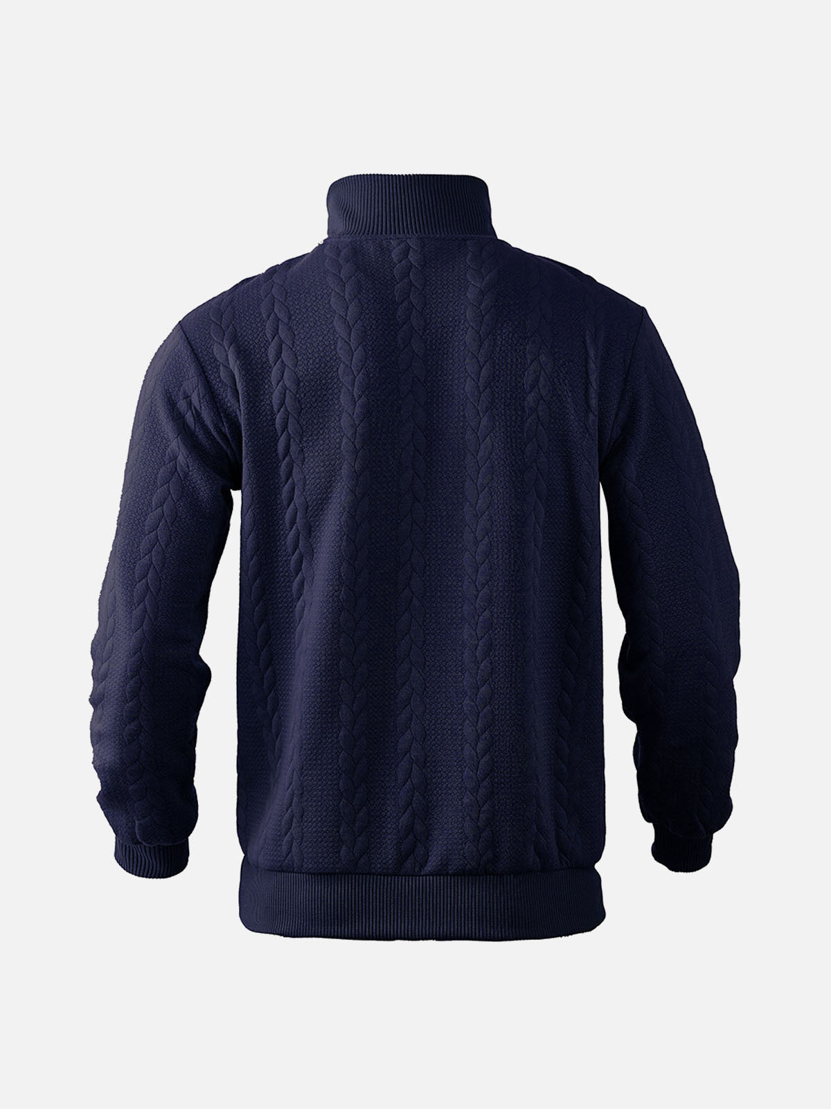 Men's Black Quarter-Zip Textured Pullover Sweatshirt Eleven Oasis