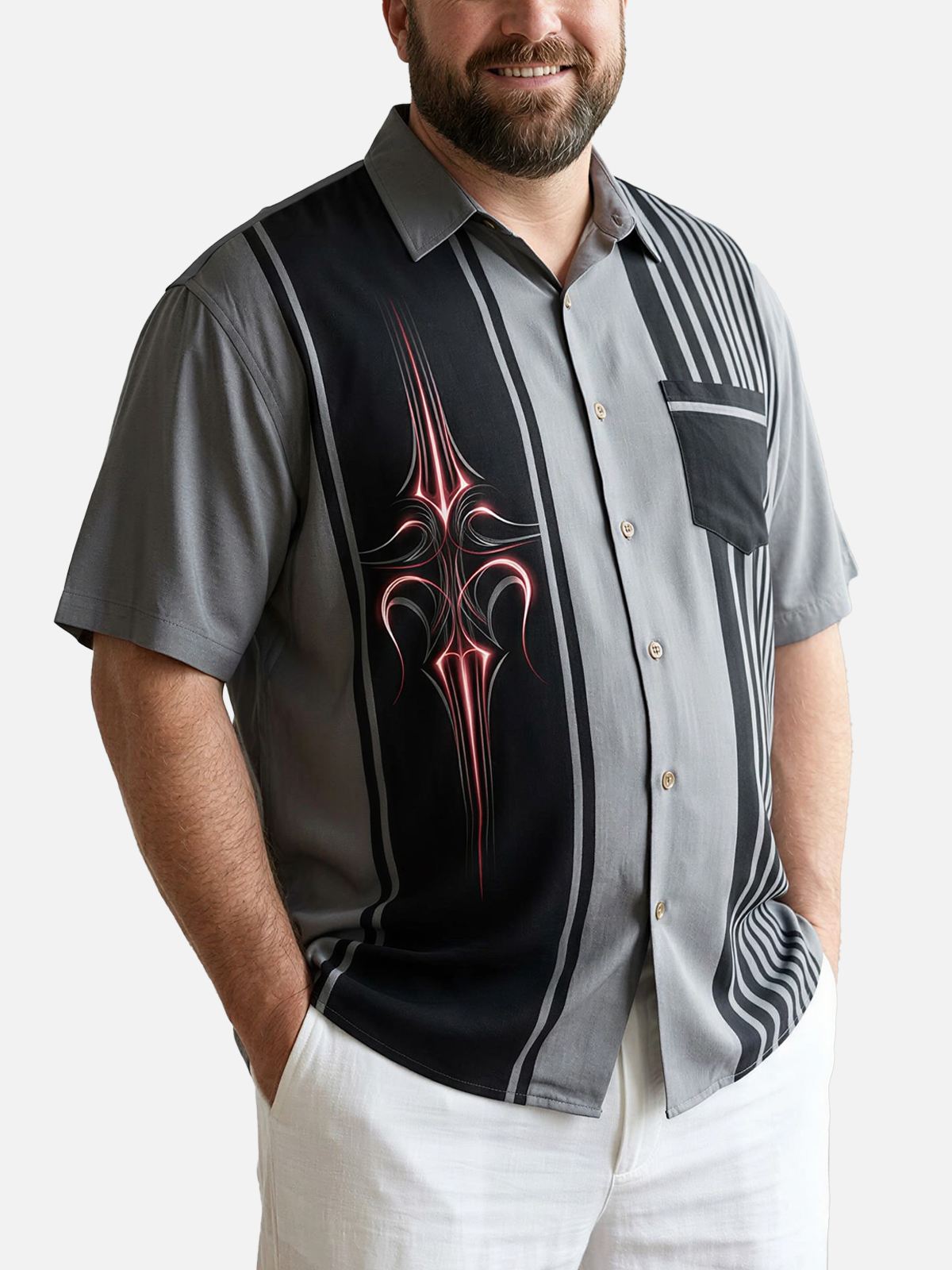 Tall Men's Midnight Pinstripe Hot Rod Short Sleeve Shirt Eleven Oasis
