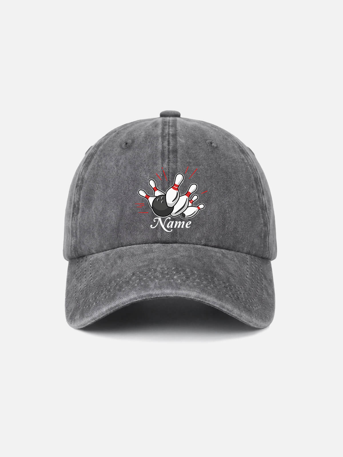 Customizable Washed Cotton Bowling Strike Baseball Cap Eleven Oasis