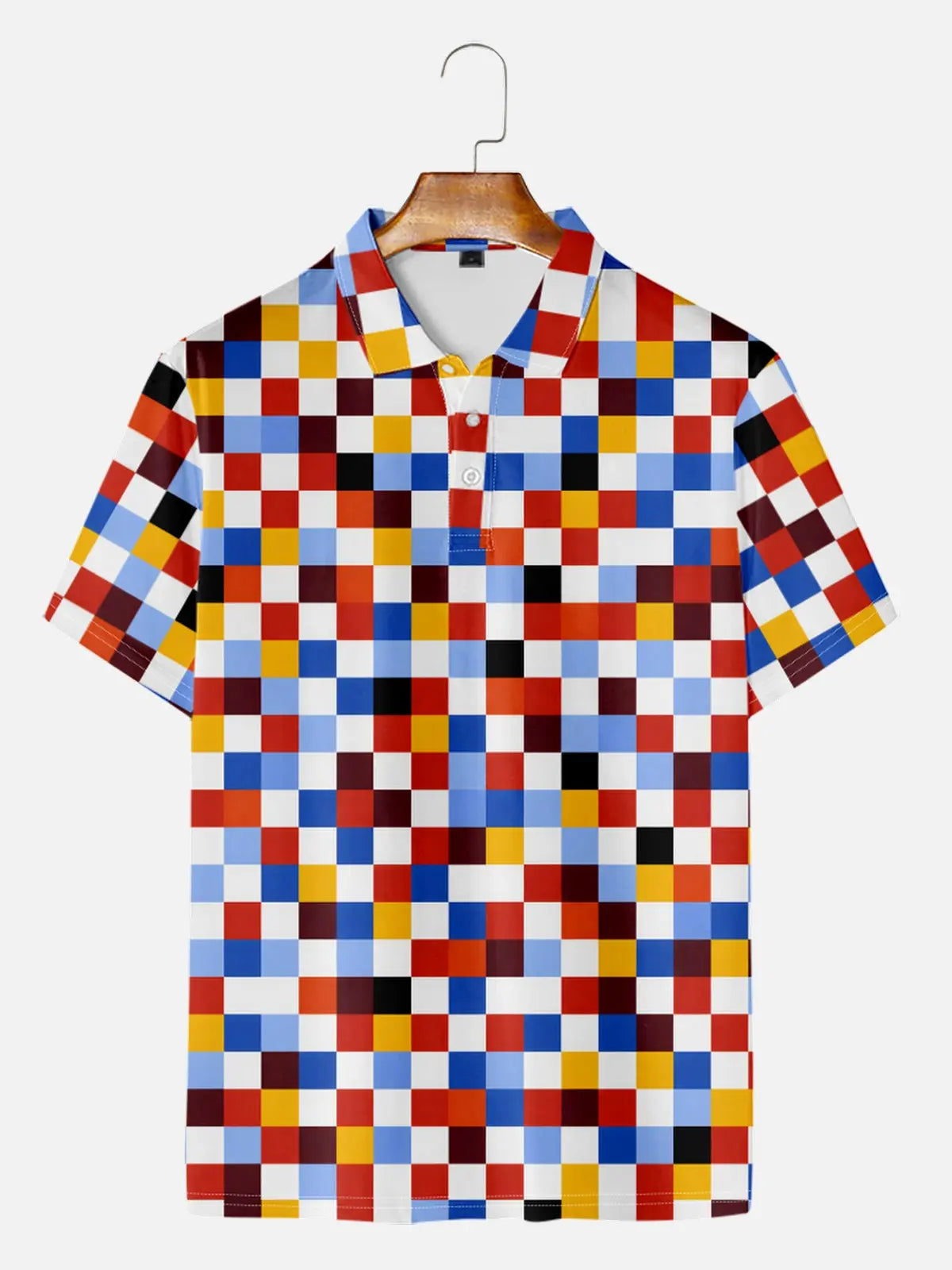 Men's Retro Checkerboard Polo Short Sleeve Shirt Eleven Oasis