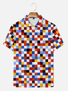 Men's Retro Checkerboard Polo Short Sleeve Shirt Eleven Oasis