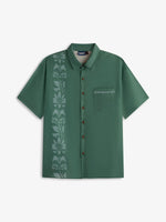 Men's Unilateral Striped Flower Vacation Casual Short Sleeve Shirt ElevenOasis