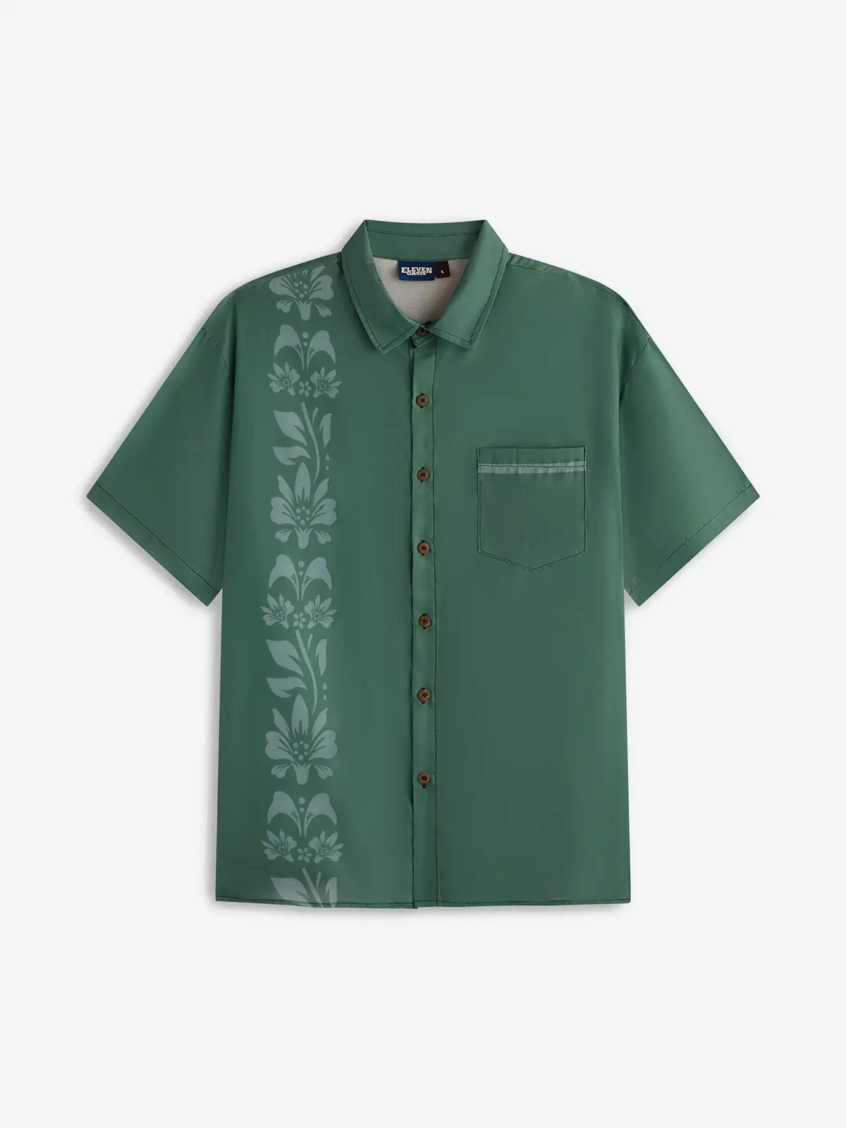 Men's Unilateral Striped Flower Vacation Casual Short Sleeve Shirt ElevenOasis