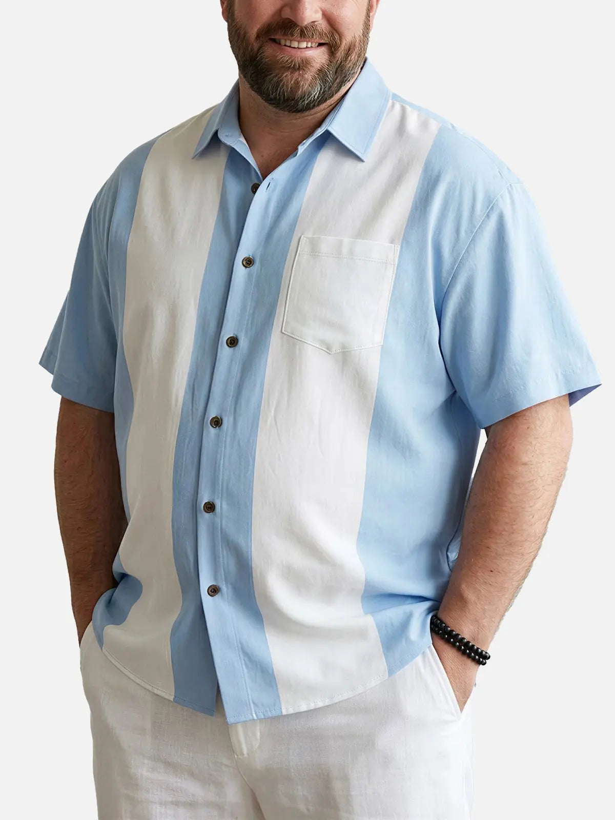 Tall Men's Basic 50s Style Bowling Short Sleeve Shirt ElevenOasis