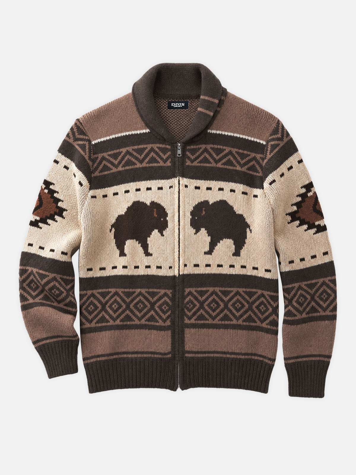 Men's Bison Fair Isle Slim Fit Zip-Up Sweater Eleven Oasis