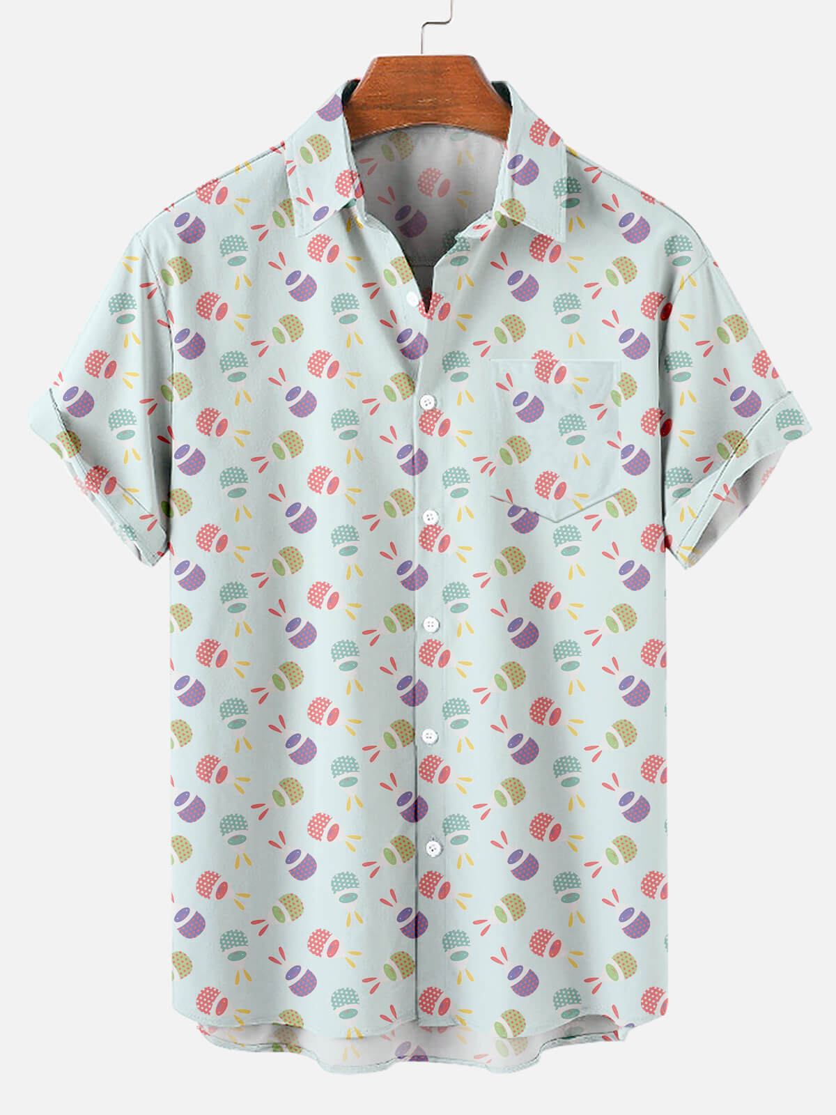 Men's Easter Egg Bunny Pattern Short Sleeve Shirt Summer Everest