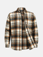 Men's Brushed Cotton Plaid Pocket Long Sleeve Shirt Eleven Oasis