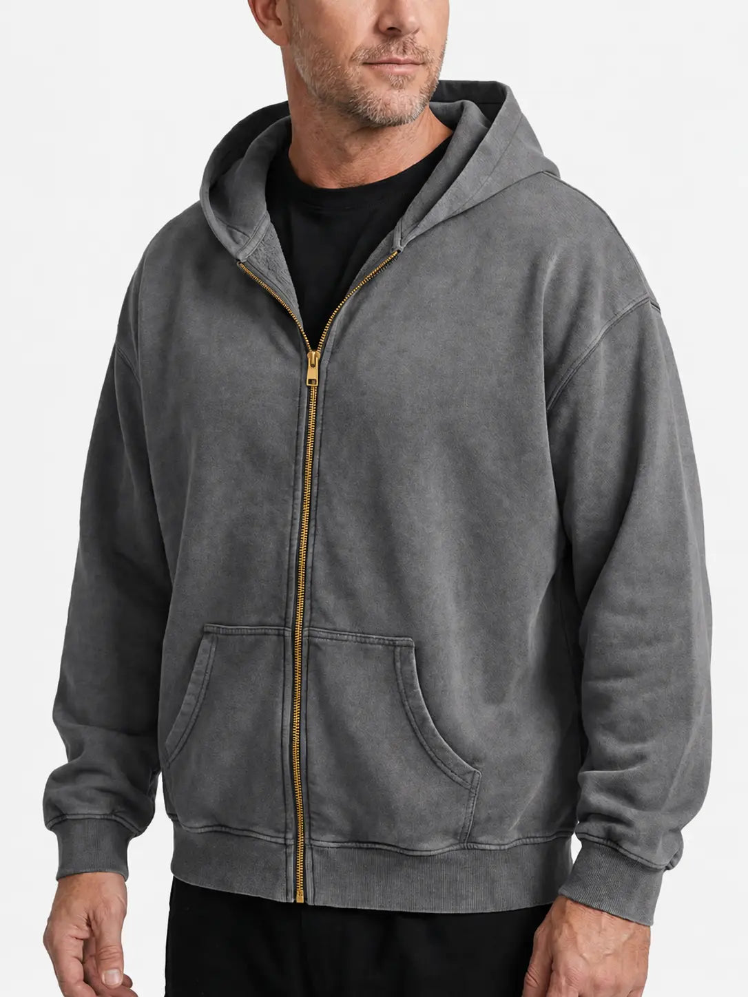 Men's Vintage Washed Zip-Up Hoodie 