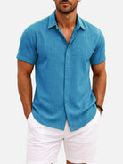 Men's Linen Cotton Blend Short Sleeve Shirt ElevenOasis