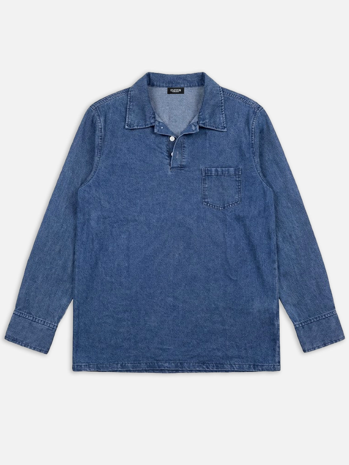 Men's Washed Long Sleeve Henley Shirt ElevenOasis