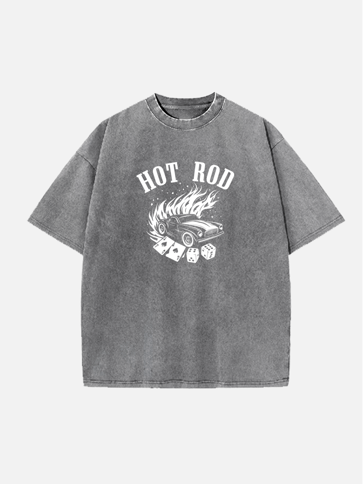 Men's Hotrod graphic T-shirt with vintage car and flames design
