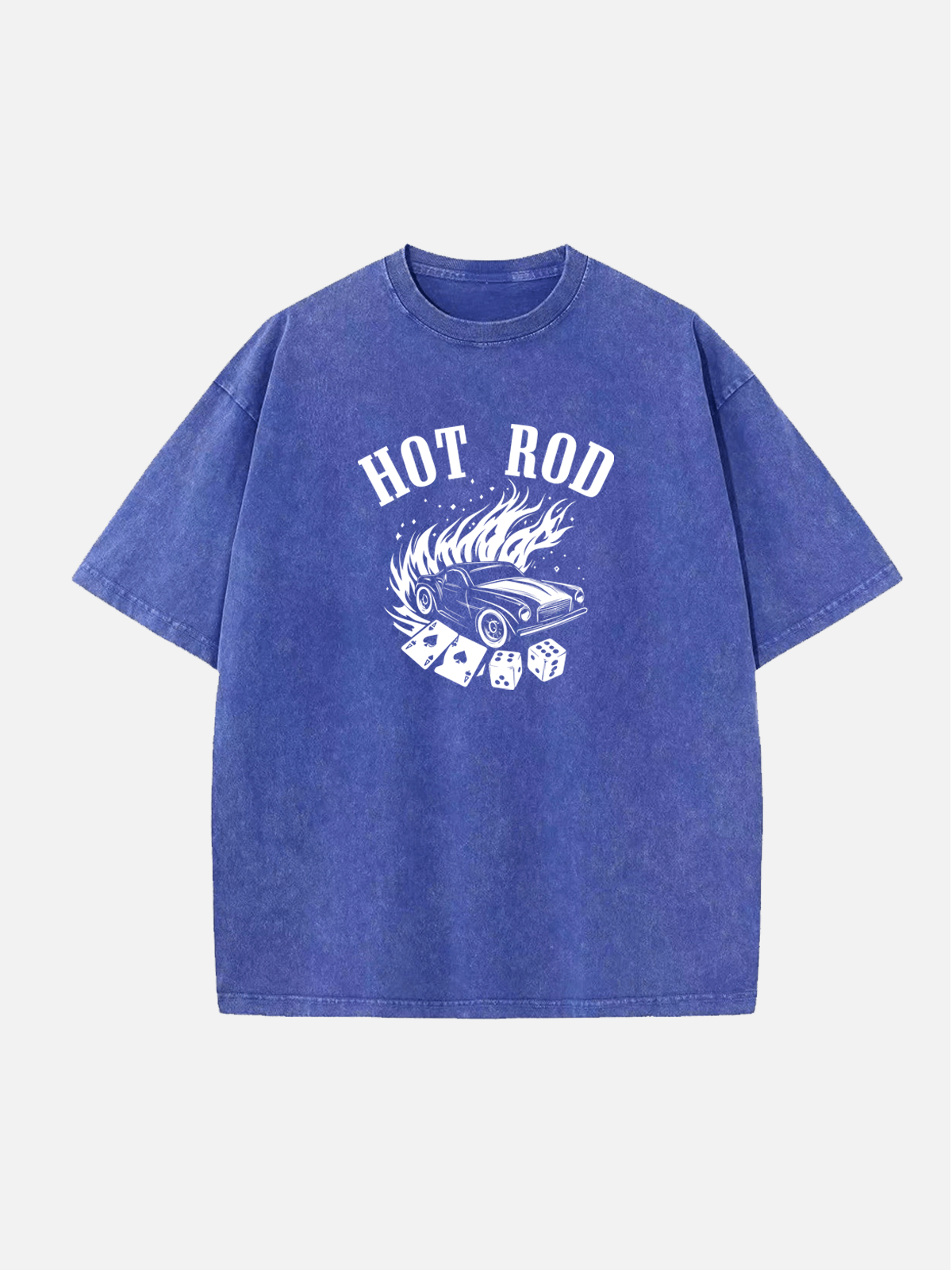 Men's Hot Rod Cotton Round Neck Short Sleeve T-Shirt Vintage Car and Flames Design Eleven Oasis