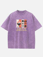 Let's Grill BBQ Tools Acid Wash Cotton T-Shirt Eleven Oasis