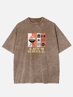 Let's Grill BBQ Tools Acid Wash Cotton T-Shirt Eleven Oasis