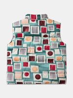 Abstract Geometric Print Puffer Vest ElevenOasis