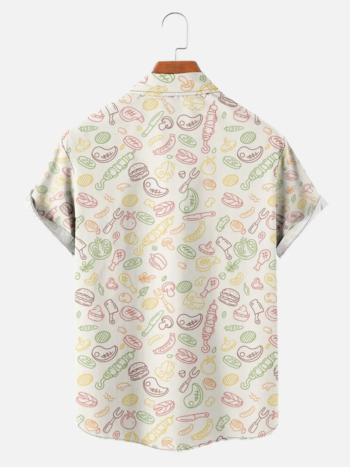 Men's BBQ Print Moisture Wicking Fabric Trendy Lapel Short Sleeve ShirtMens short sleeve shirts Big and tall Mens shirts Short sleeve shirts for men Mens 4xl shirts Casual short sleeve shirts
