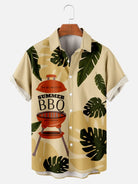 Men's BBQ Print Moisture Wicking Fabric Trendy Lapel Short Sleeve ShirtMens short sleeve shirts Big and tall Mens shirts Short sleeve shirts for men Mens 4xl shirts Casual short sleeve shirts