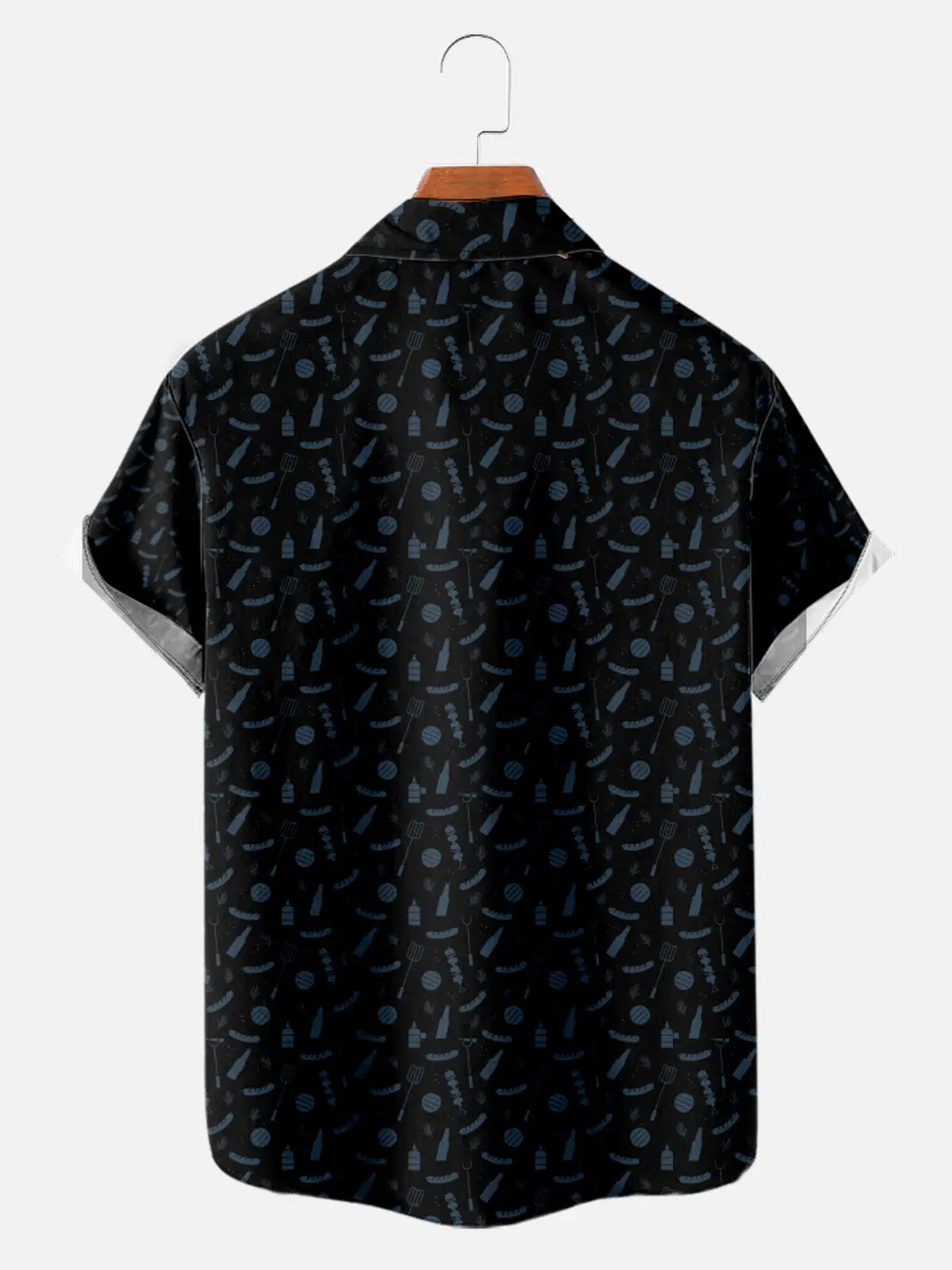 Men's BBQ Print Moisture Wicking Fabric Trendy Lapel Short Sleeve ShirtMens short sleeve shirts Big and tall Mens shirts Short sleeve shirts for men Mens 4xl shirts Casual short sleeve shirts