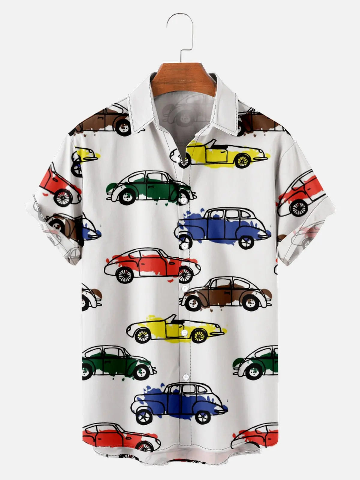 Men's Classic Car Print Short Sleeve ShirtMens short sleeve shirts Big and tall Mens shirts Short sleeve shirts for men Mens 4xl shirts Casual short sleeve shirts