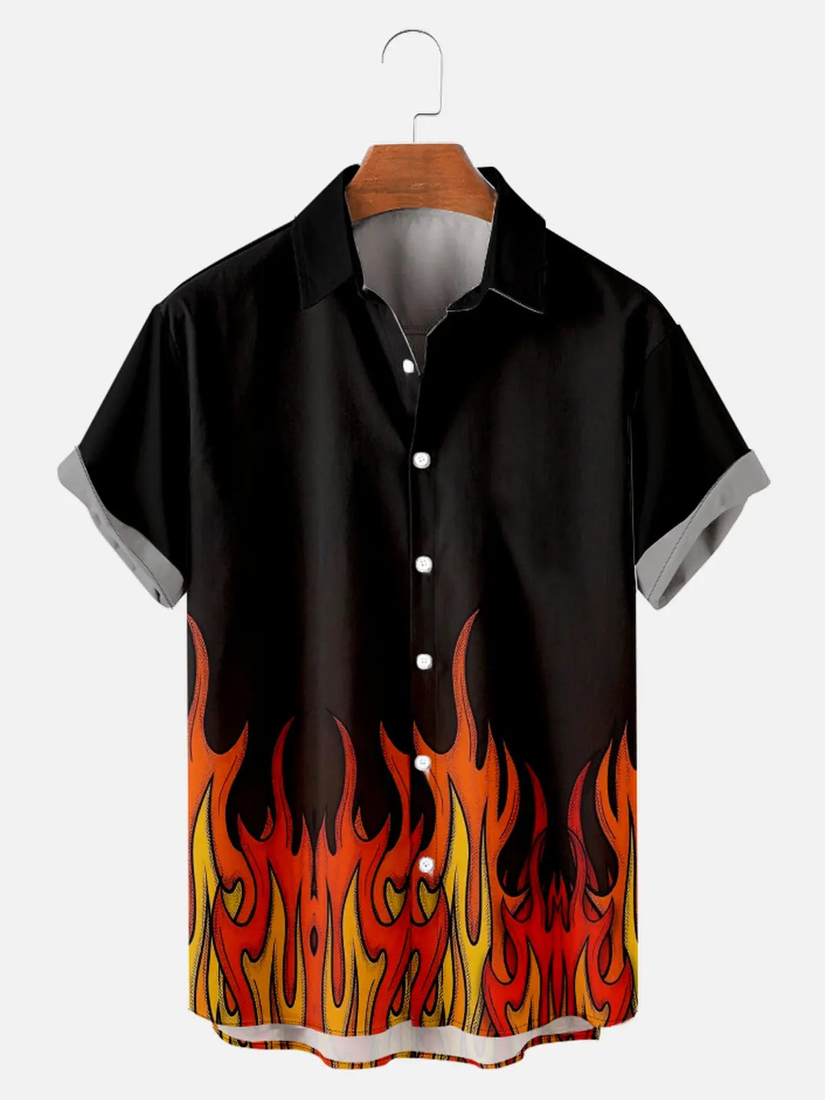 Men's Hot Rod Classic Flame Pattern Short Sleeve ShirtMens short sleeve shirts Big and tall Mens shirts Short sleeve shirts for men Mens 4xl shirts Casual short sleeve shirts