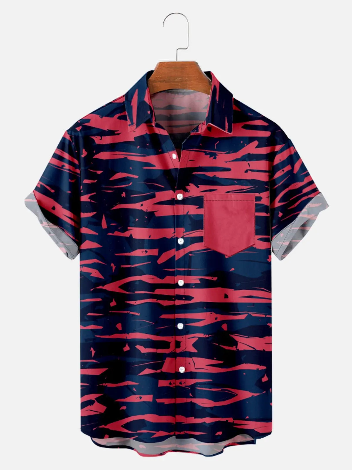Men's Pink and Blue Camo Print Short Sleeve ShirtMens short sleeve shirts Big and tall Mens shirts Short sleeve shirts for men Mens 4xl shirts Casual short sleeve shirts
