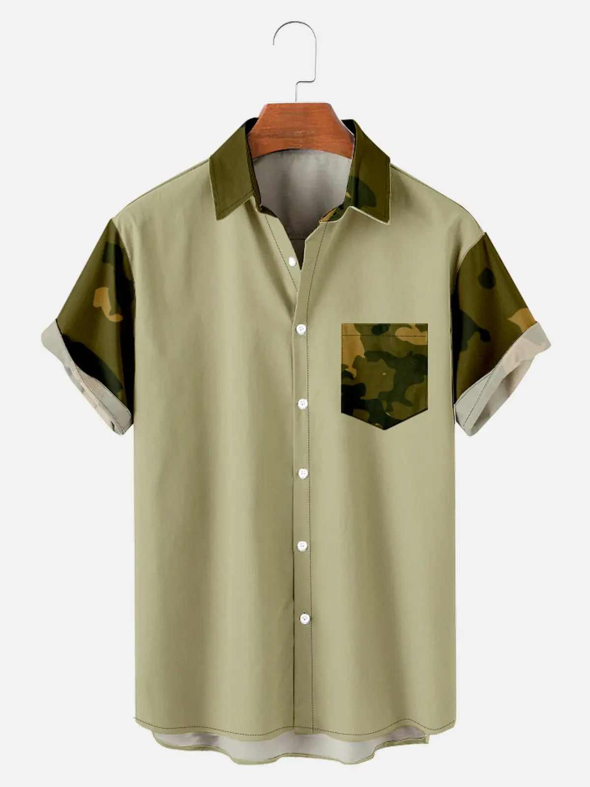 Men's Camo Print with Block Color Short Sleeve ShirtMens short sleeve shirts Big and tall Mens shirts Short sleeve shirts for men Mens 4xl shirts Casual short sleeve shirts