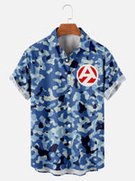 Men's GI Joe Inspired Blue Camo Print Short Sleeve ShirtMens short sleeve shirts Big and tall Mens shirts Short sleeve shirts for men Mens 4xl shirts Casual short sleeve shirts