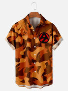 Men's Orange Camo Print Short Sleeve ShirtMens short sleeve shirts Big and tall Mens shirts Short sleeve shirts for men Mens 4xl shirts Casual short sleeve shirts