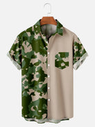 Men's Camo Print with Block Color Short Sleeve ShirtMens short sleeve shirts Big and tall Mens shirts Short sleeve shirts for men Mens 4xl shirts Casual short sleeve shirts