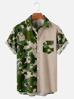 Men's Camo Print with Block Color Short Sleeve ShirtMens short sleeve shirts Big and tall Mens shirts Short sleeve shirts for men Mens 4xl shirts Casual short sleeve shirts