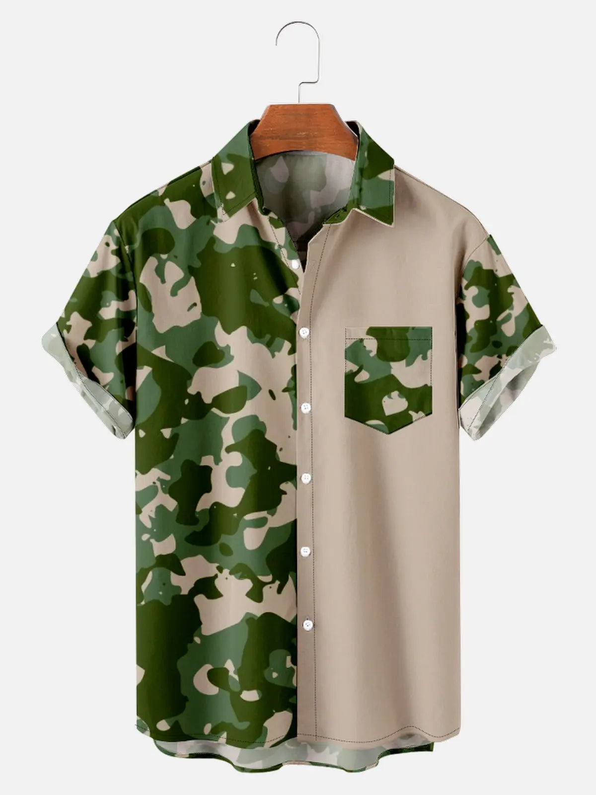 Men's Camo Print with Block Color Short Sleeve ShirtMens short sleeve shirts Big and tall Mens shirts Short sleeve shirts for men Mens 4xl shirts Casual short sleeve shirts