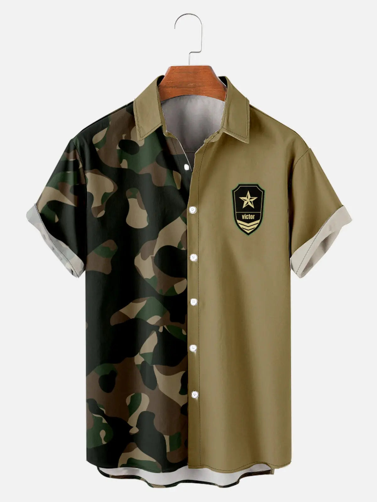 Men's Camo Print with Block Color Short Sleeve ShirtMens short sleeve shirts Big and tall Mens shirts Short sleeve shirts for men Mens 4xl shirts Casual short sleeve shirts