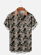 Men's Faded Orange Camo Print Short Sleeve ShirtMens short sleeve shirts Big and tall Mens shirts Short sleeve shirts for men Mens 4xl shirts Casual short sleeve shirts