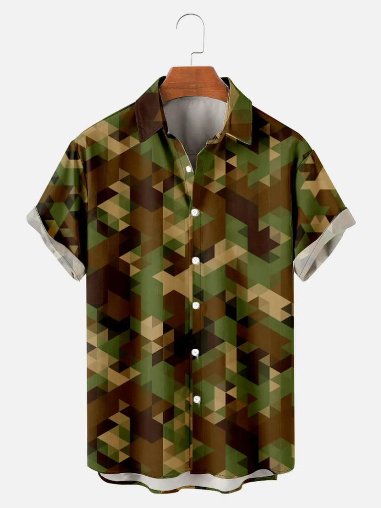 Men's Mosaic Camo Print Short Sleeve ShirtMens short sleeve shirts Big and tall Mens shirts Short sleeve shirts for men Mens 4xl shirts Casual short sleeve shirts