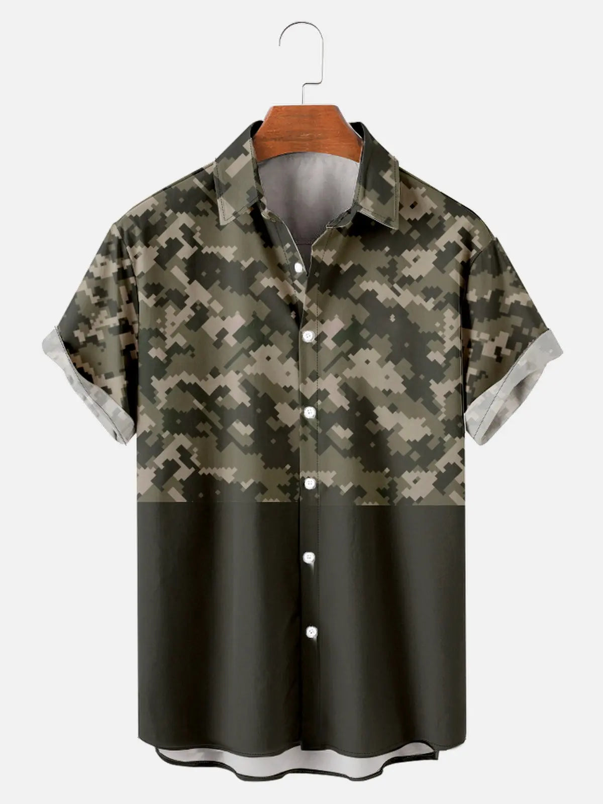 Men's Minecraft-Inspired Camo Print Short Sleeve ShirtMens short sleeve shirts Big and tall Mens shirts Short sleeve shirts for men Mens 4xl shirts Casual short sleeve shirts