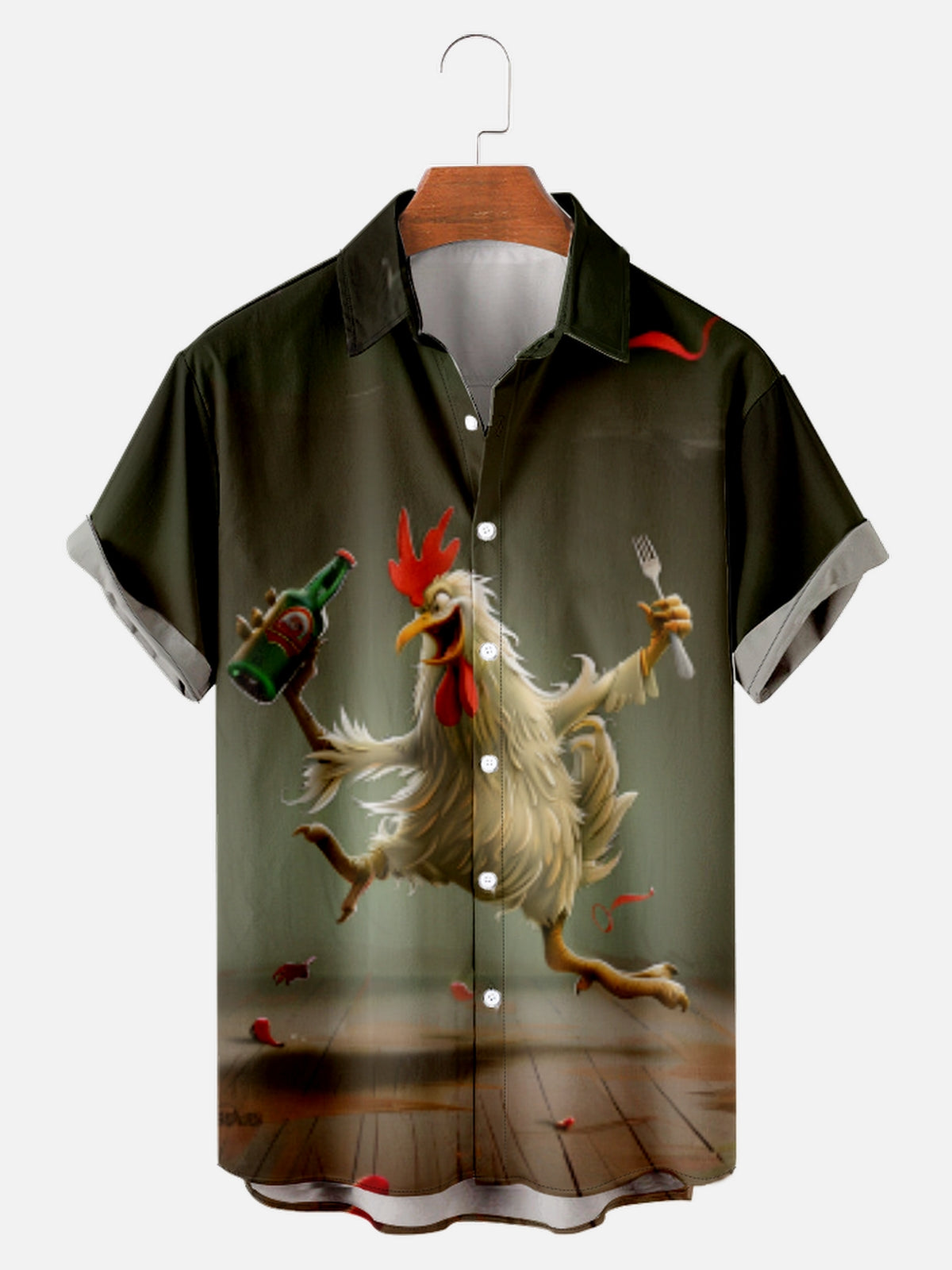 Men's Funny Cock Rooster Drinking Short Sleeve ShirtMens short sleeve shirts Big and tall Mens shirts Short sleeve shirts for men Mens 4xl shirts Casual short sleeve shirts