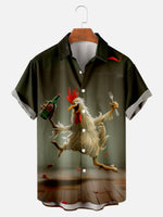 Men's Funny Cock Rooster Drinking Short Sleeve ShirtMens short sleeve shirts Big and tall Mens shirts Short sleeve shirts for men Mens 4xl shirts Casual short sleeve shirts