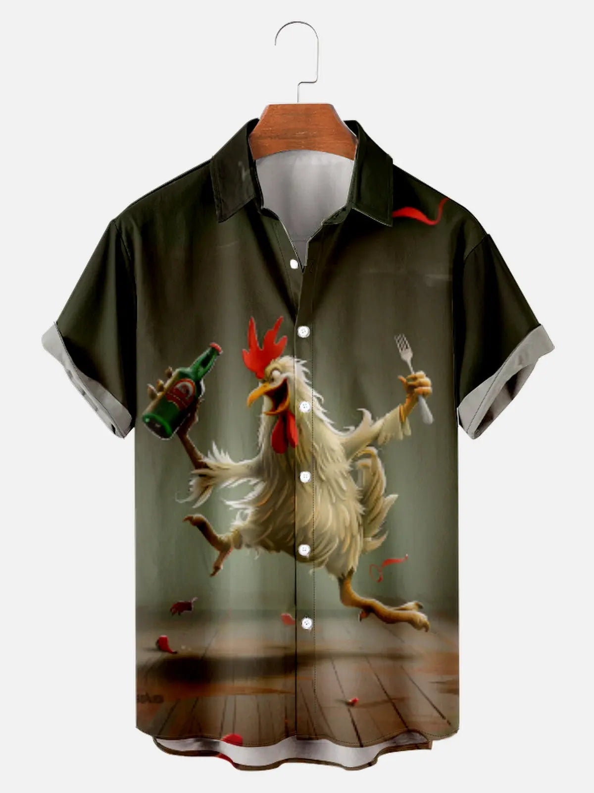 Men's Funny Cock Rooster Drinking Short Sleeve ShirtMens short sleeve shirts Big and tall Mens shirts Short sleeve shirts for men Mens 4xl shirts Casual short sleeve shirts