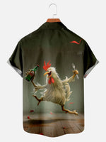 Men's Funny Cock Rooster Drinking Short Sleeve ShirtMens short sleeve shirts Big and tall Mens shirts Short sleeve shirts for men Mens 4xl shirts Casual short sleeve shirts