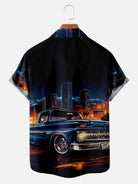 Men's Classic Car Night Skyline Short Sleeve ShirtMens short sleeve shirts Big and tall Mens shirts Short sleeve shirts for men Mens 4xl shirts Casual short sleeve shirts