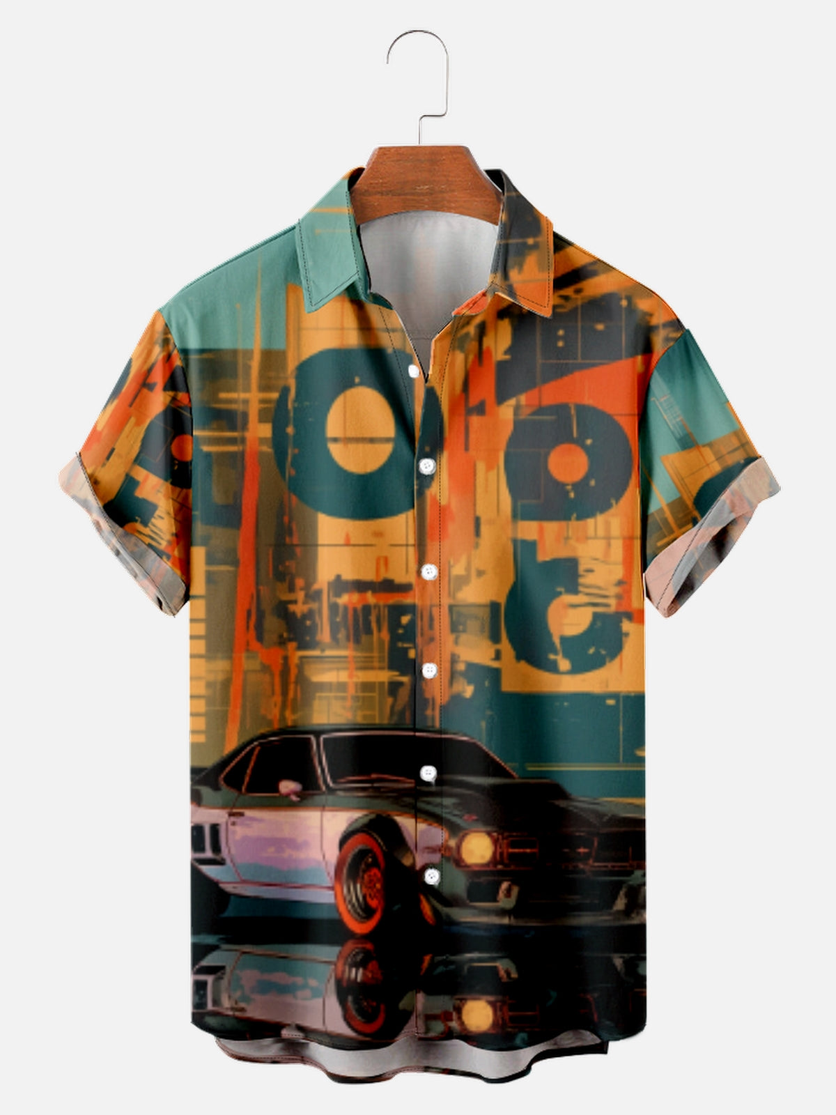 Men's Muscle Car Print Short Sleeve ShirtMens short sleeve shirts Big and tall Mens shirts Short sleeve shirts for men Mens 4xl shirts Casual short sleeve shirts