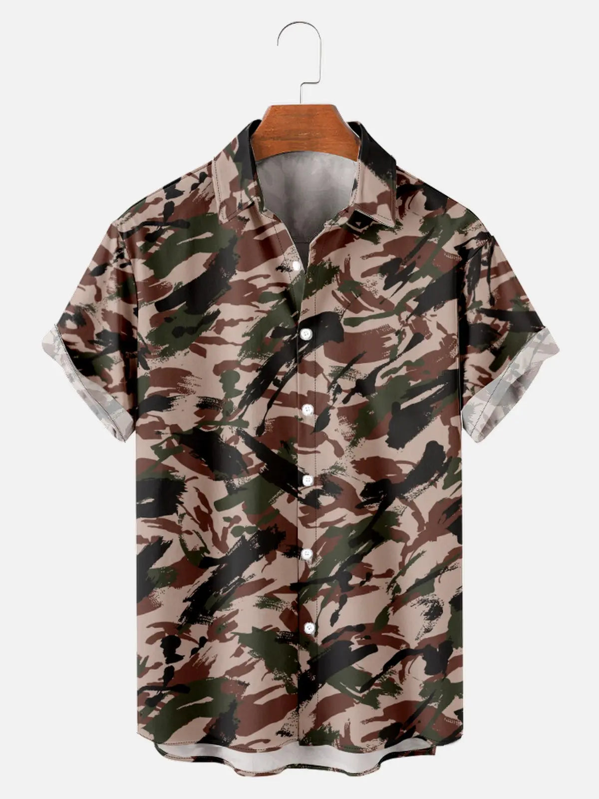 Men's Camo Print Paint Brush Effect Short Sleeve ShirtMens short sleeve shirts Big and tall Mens shirts Short sleeve shirts for men Mens 4xl shirts Casual short sleeve shirts