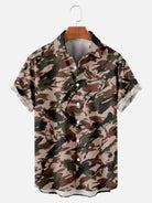 Men's Camo Print Paint Brush Effect Short Sleeve ShirtMens short sleeve shirts Big and tall Mens shirts Short sleeve shirts for men Mens 4xl shirts Casual short sleeve shirts