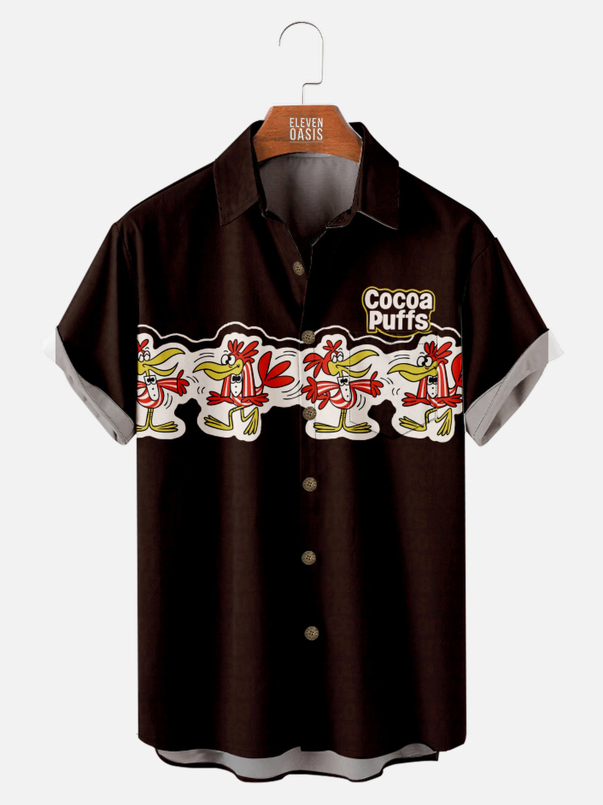 Men's Retro Cocoa Puffs Cereal Short Sleeve ShirtMens short sleeve shirts Big and tall Mens shirts Short sleeve shirts for men Mens 4xl shirts Casual short sleeve shirts